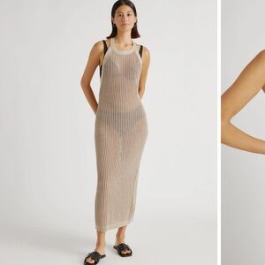 QUINCE 100% Organic Cotton Open-Knit Cover-Up Maxi Dress